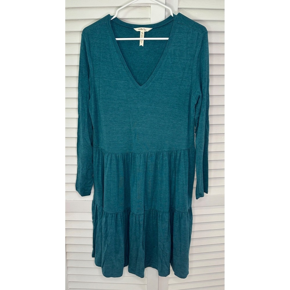 Matilda Jane Women's‎ Size M Teal Long Sleeve Tiered Knit Dress